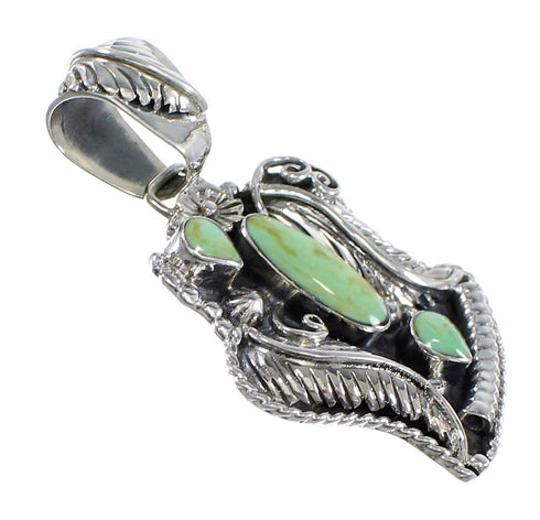 Southwest Silver And Turquoise Feather Slide Pendant RX54441